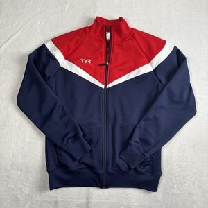 TYR Full Zip Red Blue Long Sleeve Track Jacket Men's Small‎